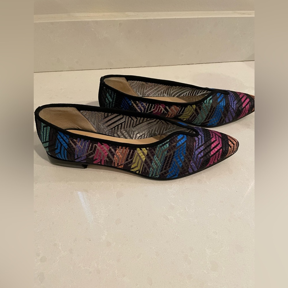 Stunning multicolored embroidered mesh flat